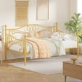 thumbnail image 1 of VECELO Twin Size Metal Daybed, Victorian Platform Sofa Bed Frame with 4 Legs Slats Support, Gold, 1 of 10