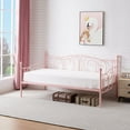 thumbnail image 1 of VECELO Twin Size Metal Daybed with Headboard, Metal Slats Support/Easy Assembly, No Box Spring Needed, Pink, 1 of 7