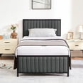 thumbnail image 1 of VECELO Twin Size Metal Platform Bed Frame, Modern Upholstered Tufted Headboard and Footboard, No Box Spring Needed, Gray, 1 of 8