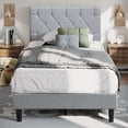thumbnail image 1 of VECELO Twin Size Platform Bed Frame, Modern Upholstered Bed Frame with Diamond Tufted Headboard, No Box Spring Needed, Easy Assembly, Gray, 1 of 9