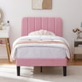 thumbnail image 1 of VECELO Twin Size Upholstered Beds, Modern Platform Bed Frame with Adjustable Headboard, Wooden Slats Support/No Box Spring Needed, Pink, 1 of 12