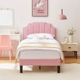thumbnail image 1 of VECELO Twin Upholstered Platform Bed Frame, Height Adjustable Nailhead Trim Headboard, Easy Assembly/No Box Spring Required, Pink, 1 of 8