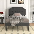thumbnail image 1 of VECELO Twin Upholstered Platform Bed Frame with Height Adjustable, Tufted Button Headboard/Mattress Foundation, Strong Wood Slat Support, No Box Spring Needed, Dark Gray, 1 of 9
