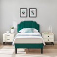 thumbnail image 1 of VECELO Twin Upholstered Platform Bed Frame with Tufted Adjustable Headboard/Mattress Foundation/Wood Slat Support,Easy Assembly,Dark Green, 1 of 7