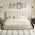 thumbnail image 1 of VECELO Upholstered Bed Frame with 4 Storage Drawers, King Size Modern Platform Bed Frame with Adjustable Headboard, No Box Spring Needed, Beige, 1 of 8
