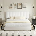 thumbnail image 1 of VECELO Upholstered Bed Frame with 4 Storage Drawers, King Size Modern Platform Bed Frame with Adjustable Headboard, No Box Spring Needed, White, 1 of 8