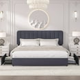 thumbnail image 1 of VECELO Upholstered Platform Bed Frame with 4 Storage Drawers, King Size Bed Frame with Adjustable Headboard, No Box Spring Needed, Black, 1 of 7