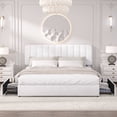 thumbnail image 1 of VECELO Upholstered Platform Bed Frame with 4 Storage Drawers, King Size Bed Frame with Adjustable Headboard, No Box Spring Needed, White, 1 of 7