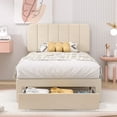 thumbnail image 1 of VECELO Upholstered Platform Bed Frame with Storage Drawers, Twin Size Bed Frame with Adjustable Headboard, No Box Spring Needed, Beige, 1 of 7