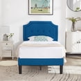 thumbnail image 1 of VECELO Upholstered Platform Bed with Height Adjustable Tufted Button Headboard/Mattress Foundation, Steel Frame, Strong Wood Slat Support, Twin, No Box Spring Needed,Blue, 1 of 7