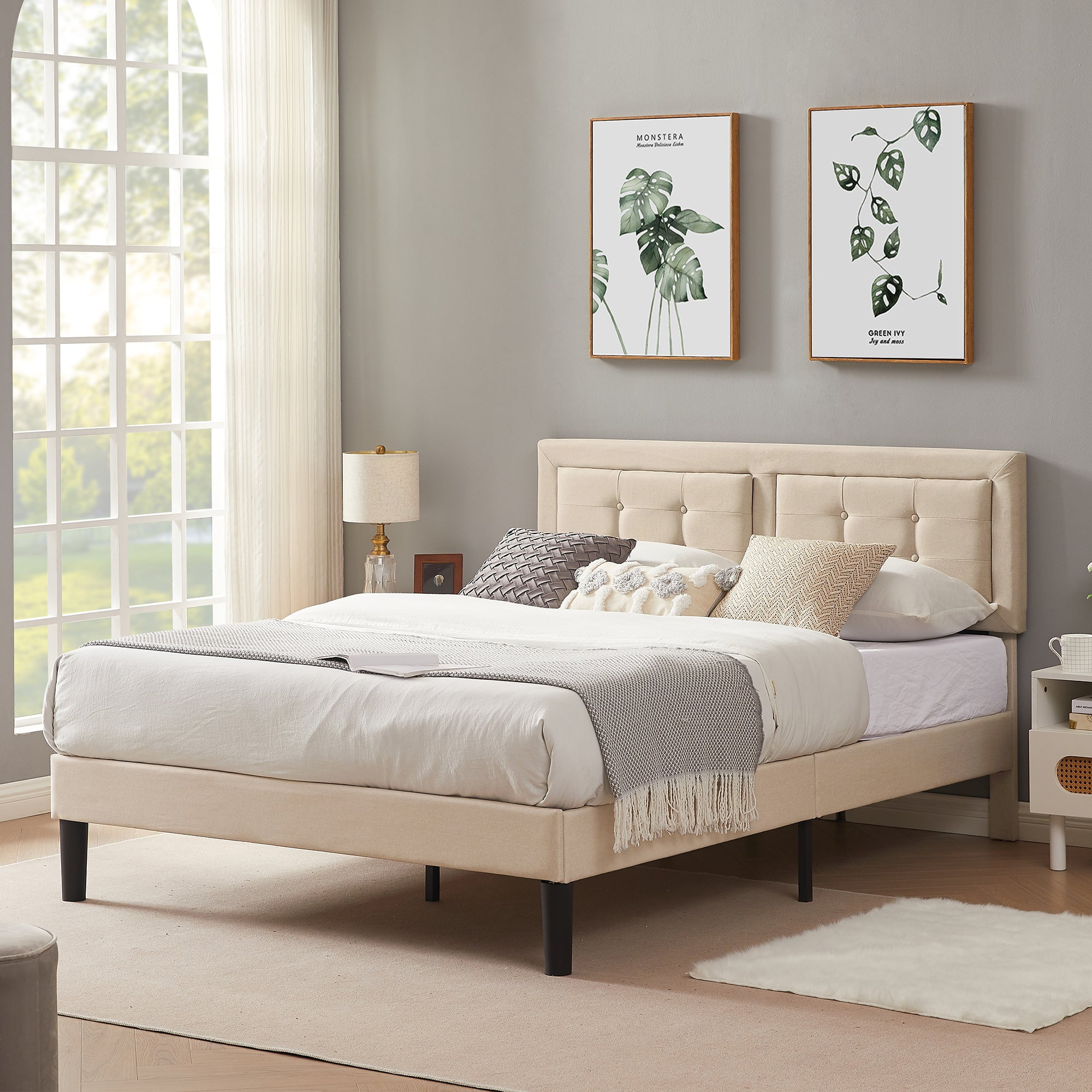 Vecelo upholstered platform bed deals