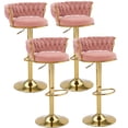 thumbnail image 1 of VECELO Velvet Bar Stools Set of 4, Modern Swivel Adjustable Counter Height Kitchen Bar Chairs with Woven Back for Dining Room Pub Island, Pink, 1 of 11