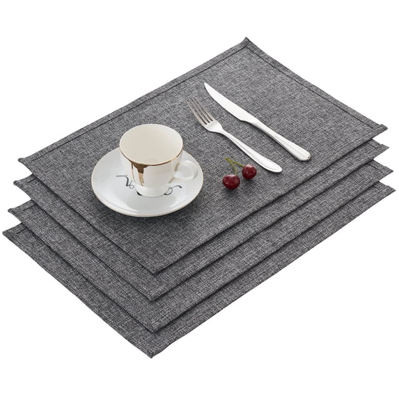VECELO Washable Woven Placemats, Non-Slip Durable Heat-Resistant Stain Resistant Table Runners for Dining Table ,Kitchen Table, Set of 4, Grey
