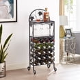 thumbnail image 1 of VECELO Wine Rack, Free Standing Wine Display Shelves with Glass Holder Rack, Open Shelf & 20 Bottles Holder, Wobble-Free Wine Bottle Organizer Shelf, Black, 1 of 12