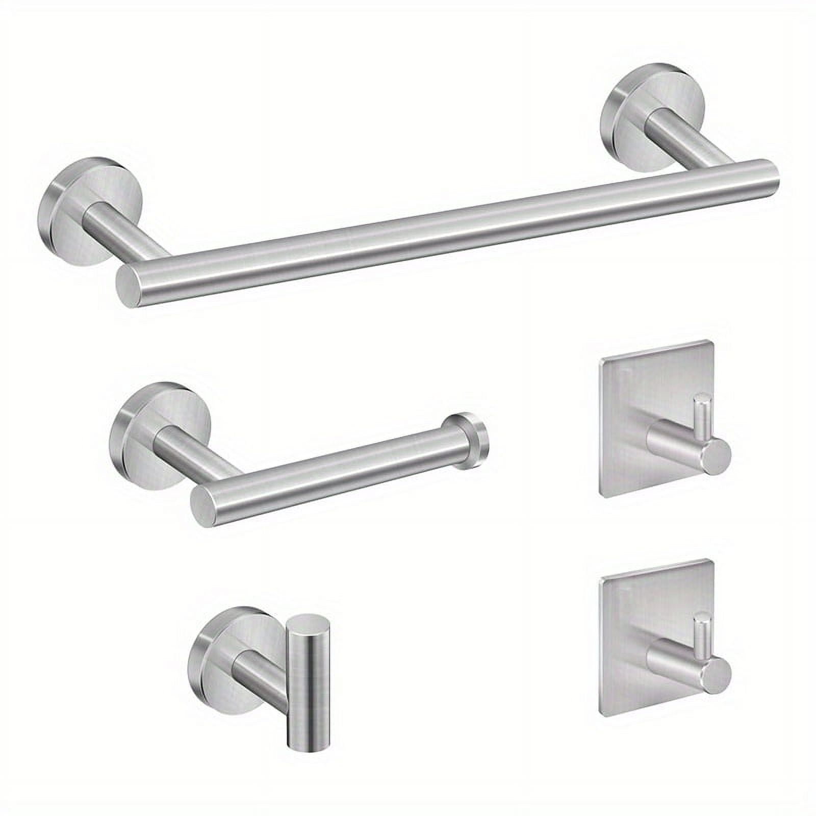 VECPIO Bathroom Stainless Steel Set Bath Towel Bar & Toilet Paper Holder & 3 Towel Hooks Wall ...
