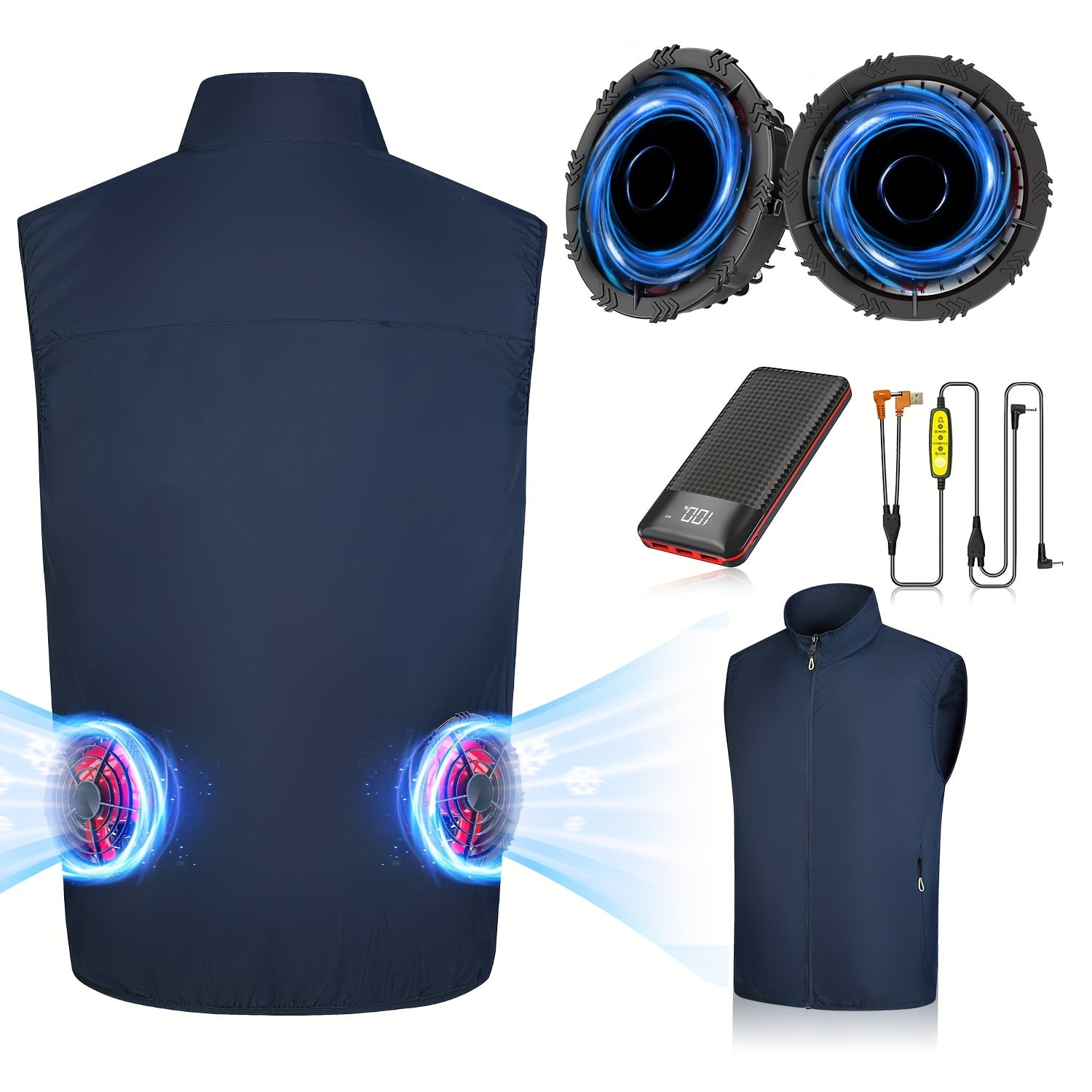 VECPIO Blue Cooling Vest With 24000mAh Large Capacity Battery 12V ...