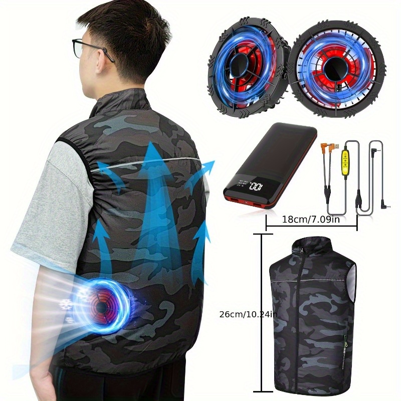 VECPIO Fan Vest Air Conditioned Vest with 3 Level Fan Inflatable Jacket