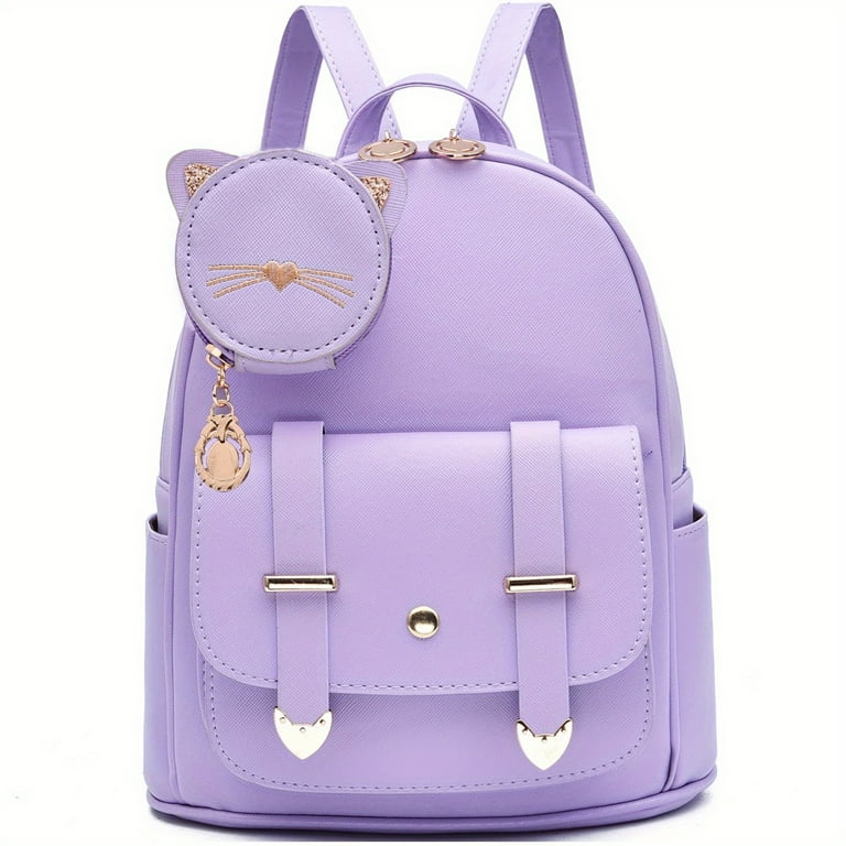 VECPIO IHAYNER Women Fashion Backpack Mini Backpack Purse for Women Satchel Bag Cute Leather Small Backpack Purse with Kitty Purse