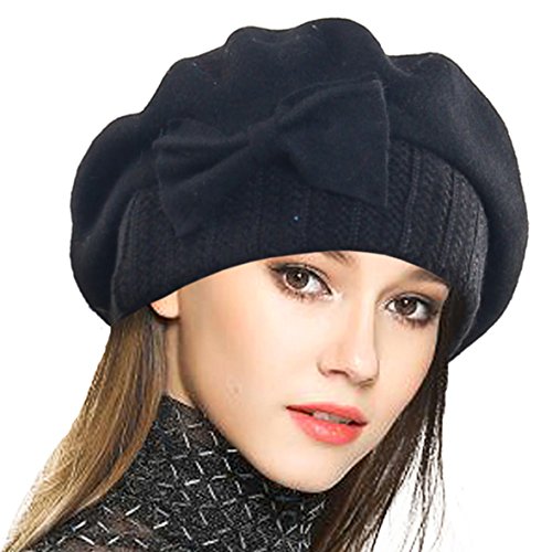 Women\'s Vintage Felt Bucket Hat Winter Wool Dress Beret Hat, Black Amazon.com: Sumolux Women Beret Hat French Vintage Floral  main image 2