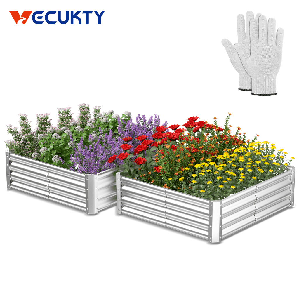VECUKTY 9x3x1 ft Raised Rectangular Garden Beds, G