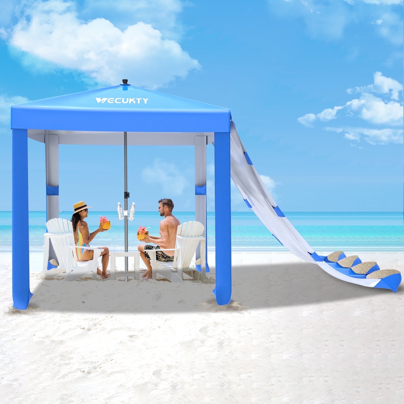 VECUKTY Beach Cabana Tent, 6x6ft, UPF 50+ UV Protection, Easy