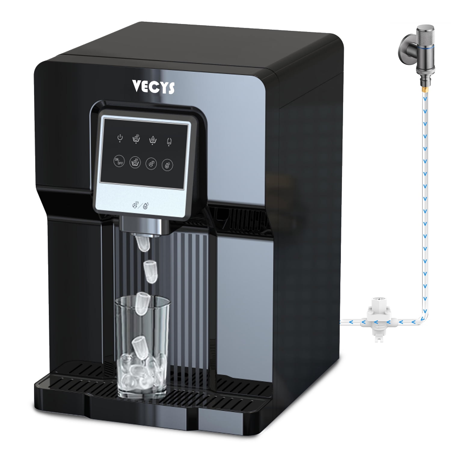 VECYS Countertop Cold Water Cooler with Ice, 18LB Daily Ice Production and Bottleless