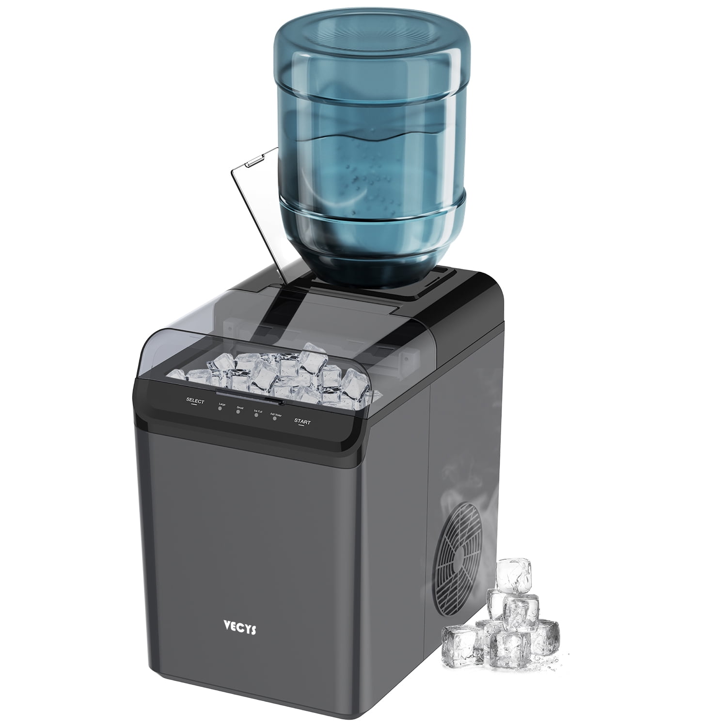 VECYS Countertop Cube Ice Maker, 34LBS Daily Production with Self-Clean
