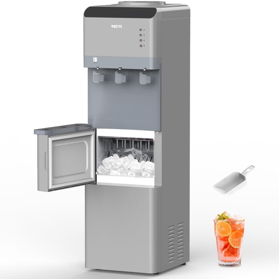 VECYS Hot Water Dispenser with Ice Maker, 27LBS Daily Ice & Child Lock, Dark Grey