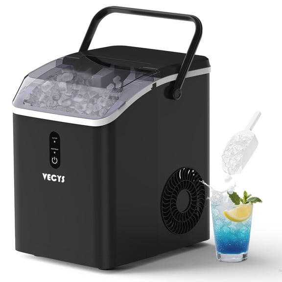 VECYS Nugget Ice Maker, 34LBS/Day Countertop Ice Machine, Self-Cleaning Portable Pellet Ice Maker, Chewable Sonic Ice for Home, Office, Bar