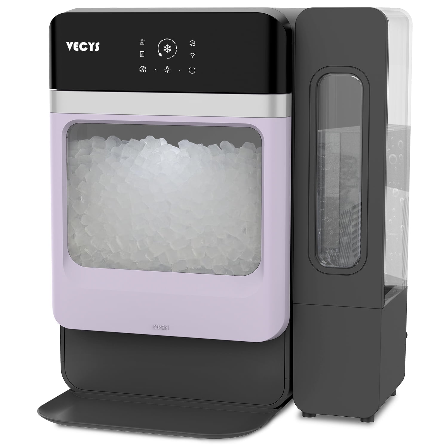 VECYS Nugget Ice Maker with Steel Trim, 33LBS/Day Self-Cleaning