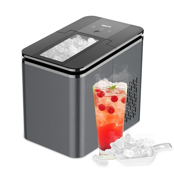 VECYS Pellet Ice Maker Machine, 9 Bullet Ice Cubes Ready in 8 Mins 26LBS in 24 Hours, Self-Clean 2.2L Portable Ice Maker with Ice Scoop and Basket, Great for Bar, Party, Black