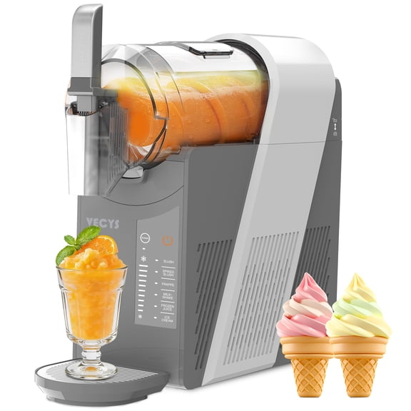 VECYS 6-in-1 Slushie Machine & Frozen Drink Maker for Home, with Medical-Grade High-Impact Jar (BPA-Free), 10 Level Texture Control, 60-Min Fast Freeze, 50.7 fl oz, Grey