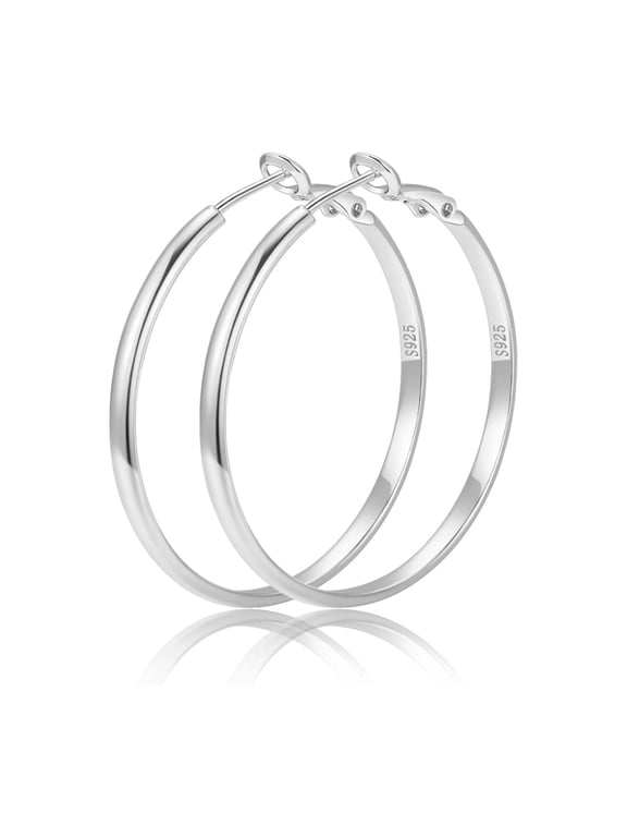 14K Gold Plated Hoop Earrings for Women ,Hypoallergenic Lightweight Chunky Hoops with Secure Spring Clasp, S925 Sterling Silver Post, Gift Box Included