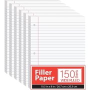 VEEBOOST 10.5  x 8  Filler Paper 150-Sheet Wide Ruled Notebook Paper, 6-Pack