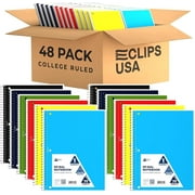 VEEBOOST 70-Sheet College-Ruled Spiral Notebook with Perforated Sheets, 6 Assorted Colors, 48-Pack
