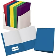 VEEBOOST Durable Letter Size 2-Pocket Folders, Assorted Colors, 100 Count
