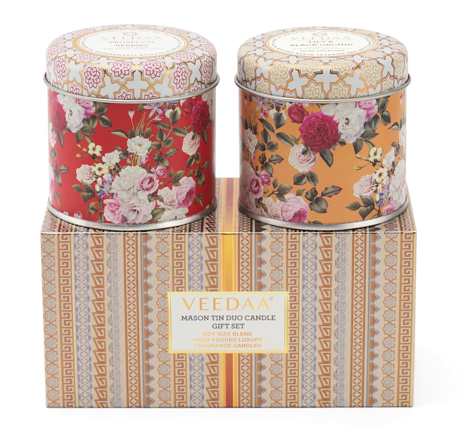 VEEDAA Scented Candles Duo Gift Set 600 gm Lily Black Orchid and ...