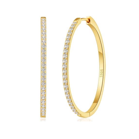 VEEDOFA 14K Gold Plated CZ Hoop Earrings for Women, Lightweight 20/30/40mm Hoops
