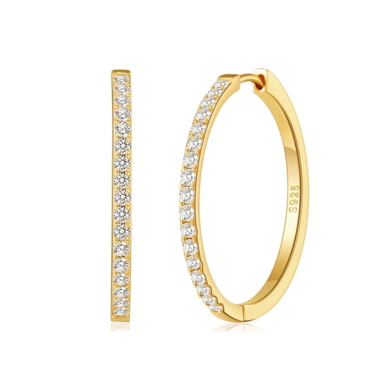 VEEDOFA 14K Gold Plated CZ Hoop Earrings for Women, Lightweight 20/30/40mm Hoops