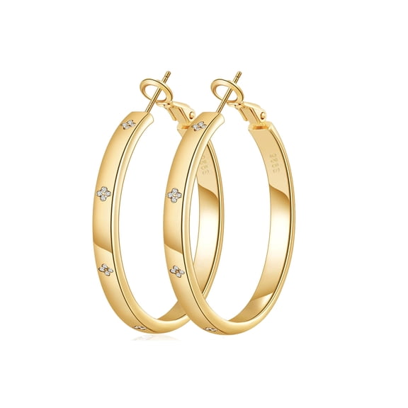 VEEDOFA 14K Gold Plated Cubic Zirconia Hoop Earrings for Women