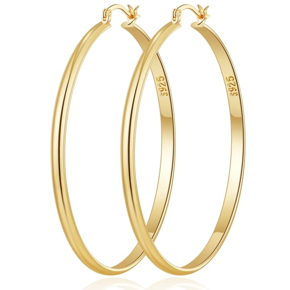VEEDOFA 14K Gold Plated Hoop Earrings for Women, 3mm Wide Lightweight Hoops