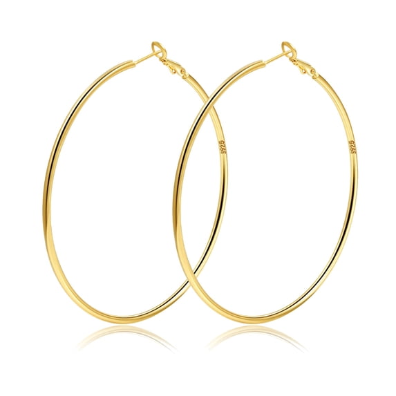 VEEDOFA Gold Plated Hoop Earrings for Women, 14K Gold Plated, Lightweight Hypoallergenic Earrings 50mm