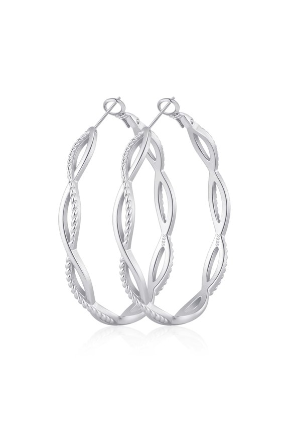14K Gold Plated Double Twist Hoop Earrings for Women, Stainless Steel Spring Clip Hoop Earrings, Hypoallergenic Lightweight Hoop Earrings Gift Box