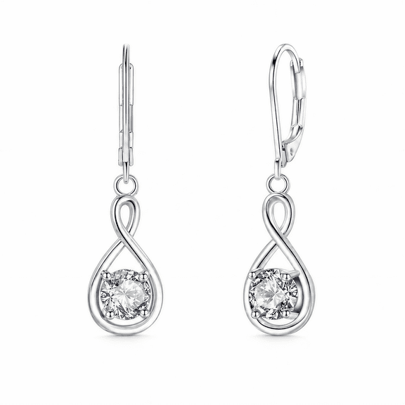 VEEDOFA 18K White Gold Plated Dangle Earrings for Women, Sparkling Cubic Zirconia Hypoallergenic Drop Earrings