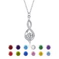 thumbnail image 1 of VEEDOFA April Birthstone Necklace for Women, 12 Month Round Cut Infinity Pendant, Silver Plated Tone Birthday Jewelry Gift, 1 of 9