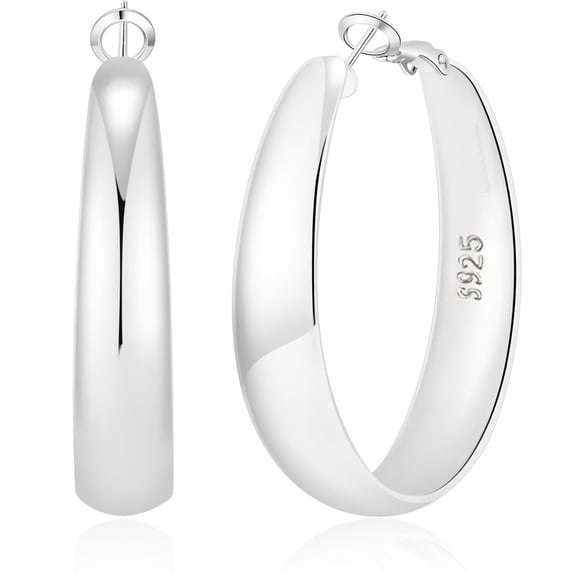 VEEDOFA Chunky Hoop Earrings for Women,Sterling Silver Posts, Hypoallergenic Lightweight Multi Sizes