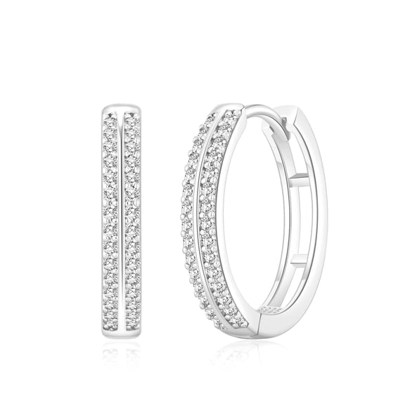 VEEDOFA Silver Plated Hoop Earrings for Women,Lightweight Hypoallergenic 925 Sterling Silver Post CZ Rhinestone Hoops