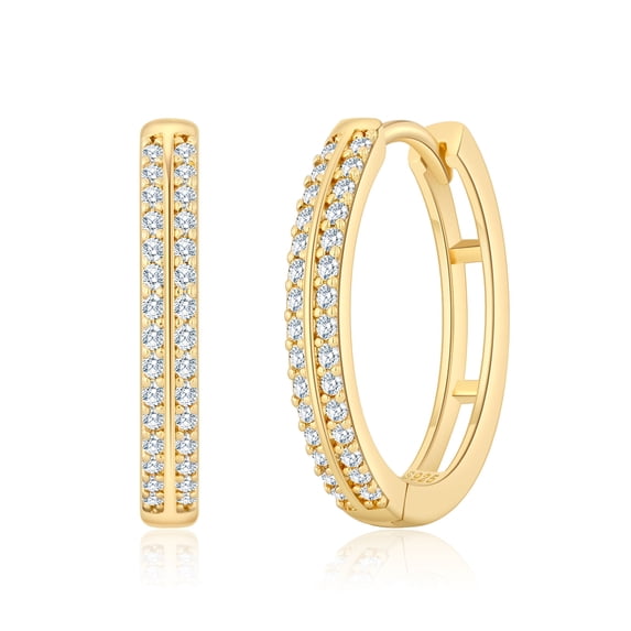 VEEDOFA Gold Plated Hoop Earrings for Women,Lightweight Hypoallergenic 14K Gold Plated Post CZ Rhinestone Hoops
