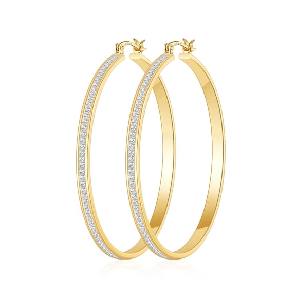 VEEDOFA Gold CZ Hoop Earrings for Women, 14K Gold Plated