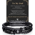 thumbnail image 1 of VEEDOFA Men's Braided Leather Cross Bracelet, Adjustable Christian Jewelry Gift, 1 of 5
